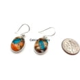 thumbnail image 3 of Pure 925 Sterling Silver Dangle Drop Earrings For Women, Oval Oyster Copper Turquoise Natural Healing Gemstone Unique Handcrafted Jewelry, 3 of 4