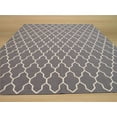 thumbnail image 4 of Handmade Wool Gray Transitional Trellis Reversible Modern Moroccan Kilim Rug, 4 of 4