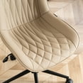 thumbnail image 3 of YOUNIKE Upholstered Desk Chair, Armless Computer Chair with Wheels，Modern Faux Leather Office Chair，Adjustable Swivel Rolling Chair，Adjustable Height，Suitable for Office, Home, Khaki, 3 of 15