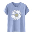 thumbnail image 4 of TSADFHJI Hauts et Chemisiers pour Femmes en Petites Tailles T-Shirt de la Fête de l'Indépendance T-Shirts Graphiques pour Femmes Haut Col Rond Manches Courtes Haut à Imprimé Tournesol Chemise, 4 of 5