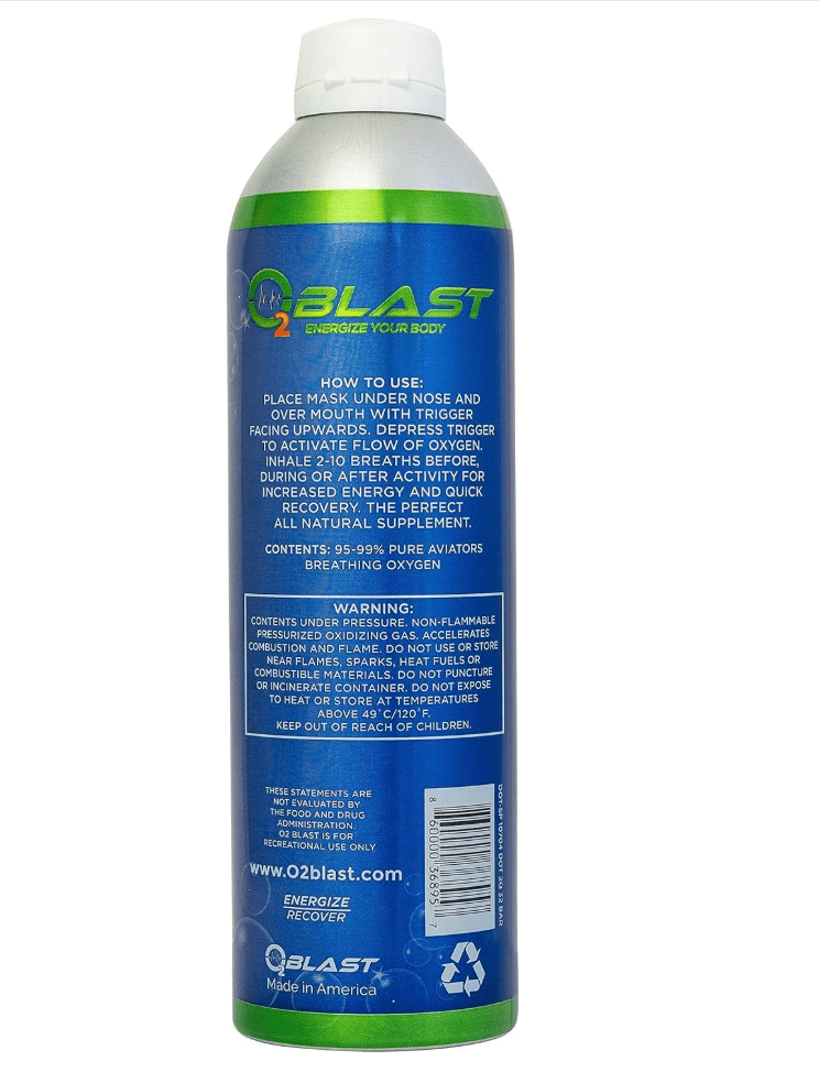O2 Blast“ Pure Oxygen for Energy, Recovery & Performance - 10-Liter Can with Sanitary Flip Top Cap, Pack of 3