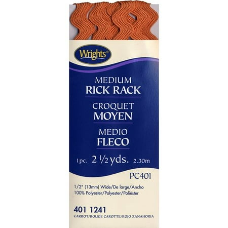 Medium Ric Rac - Wrights Medium Carrot Rick Rack, 2.5 Yd.