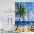 thumbnail image 4 of Summer Palm Tree Waterproof Fabric Shower Curtain,Beach Ocean Coastal Starfish Shells Waterproof Fabric Shower Curtain for Bathroom Curtains Bathtubs Hotel Shower Curtains with 12 Hooks Long 72x78in, 4 of 8