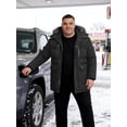 thumbnail image 4 of Wantdo Men's Recycled Big and Tall Thicken Coat Warm Winter Quilted Parka Jacket with Faux Fur Lined Hood Dark Gray 4XL, 4 of 9