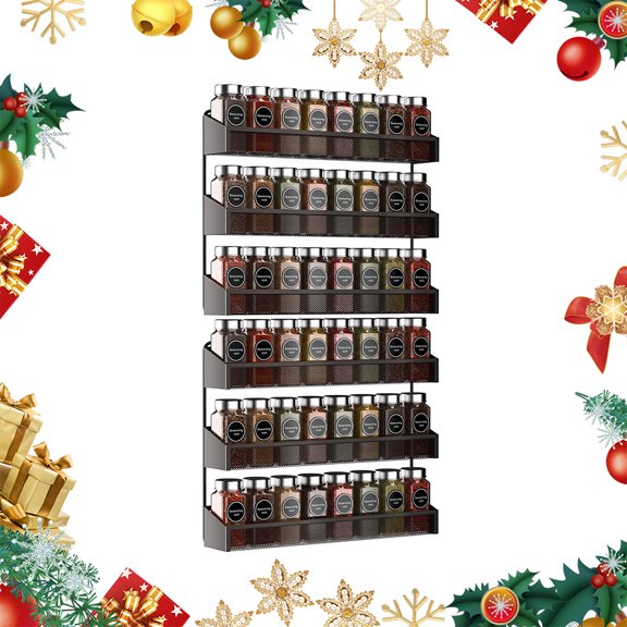 Auledio Metal Spice Rack Wall Mount Spice Storage Rack for Kitchen Cabinet (Bronze)