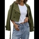 thumbnail image 2 of Gabardina Corta con Solapa y Doble Botonadura para Mujer Verde L, 2 of 10