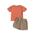 thumbnail image 3 of Qtinghua 2Pcs Infant Toddler Baby Boy Summer Clothes Letter & Sun Pattern Short Sleeve Tops + Shorts Outfits Khaki 12-18 Months, 3 of 8