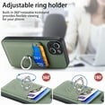 thumbnail image 6 of Allytechgroup Cards Holder Wallet Case for Apple iPhone 15, PU Leather Slim Fit Shell Vintage Cards Slots Ring Holder Stand Easy Grip Phone Case for iPhone 15, Green, 6 of 8