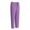 thumbnail image 6 of WTOBBY Women's Quick-Dry V-Neck Scrubs Set with Pockets, Short Sleeve Top and Long Pants, Solid Color Nursing Uniform, Medical Workwear for Caregivers,Purple M, 6 of 7