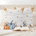 thumbnail image 3 of Fall Blue Pumpkins Outdoor Waterproof Pillow Covers, Thanksgiving Autumn Leaves Farm Wood Decorative Square Throw Pillowcase Sofa Cushion Sham for Patio/Couch/Chair, 20"x20" 2 Pack, 3 of 8
