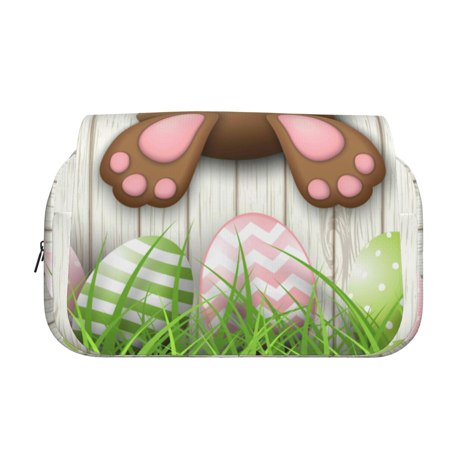 Rateoe Brown Bunny Pattern Double Clamshell Pen Case, Storage Organizer with Two Zipper Compartments– Holds Up to 50 Pencils & Pens