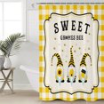 thumbnail image 5 of Sweet Gnomes Shower Curtain, 36" x 72", Bee Yellow Plaid Waterproof Bathroom Curtain Washable Shower Curtain Set with 12 Hooks, 5 of 6