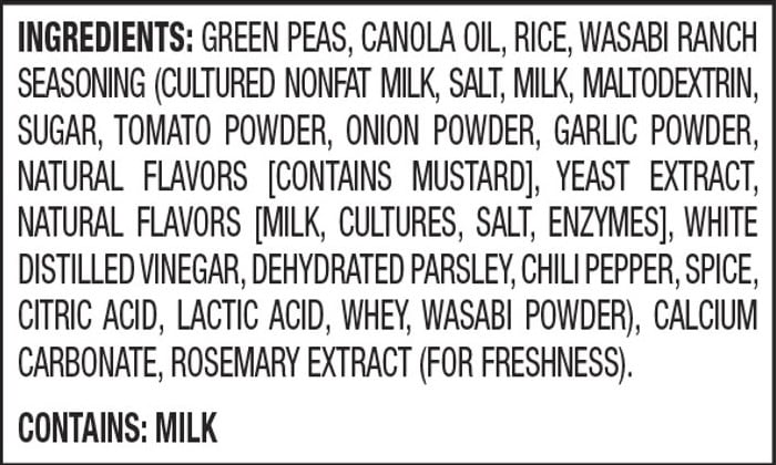 Harvest Snaps Gluten Free Wasabi Ranch Green Pea Snack Chips, 2 oz