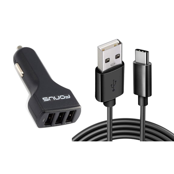 Car Charger 36W for Samsung Galaxy A06/A16 5G/A26 5G/A36 5G/A56 5G - 3-Port USB 4.8A Type-C Cable 6ft Power Adapter