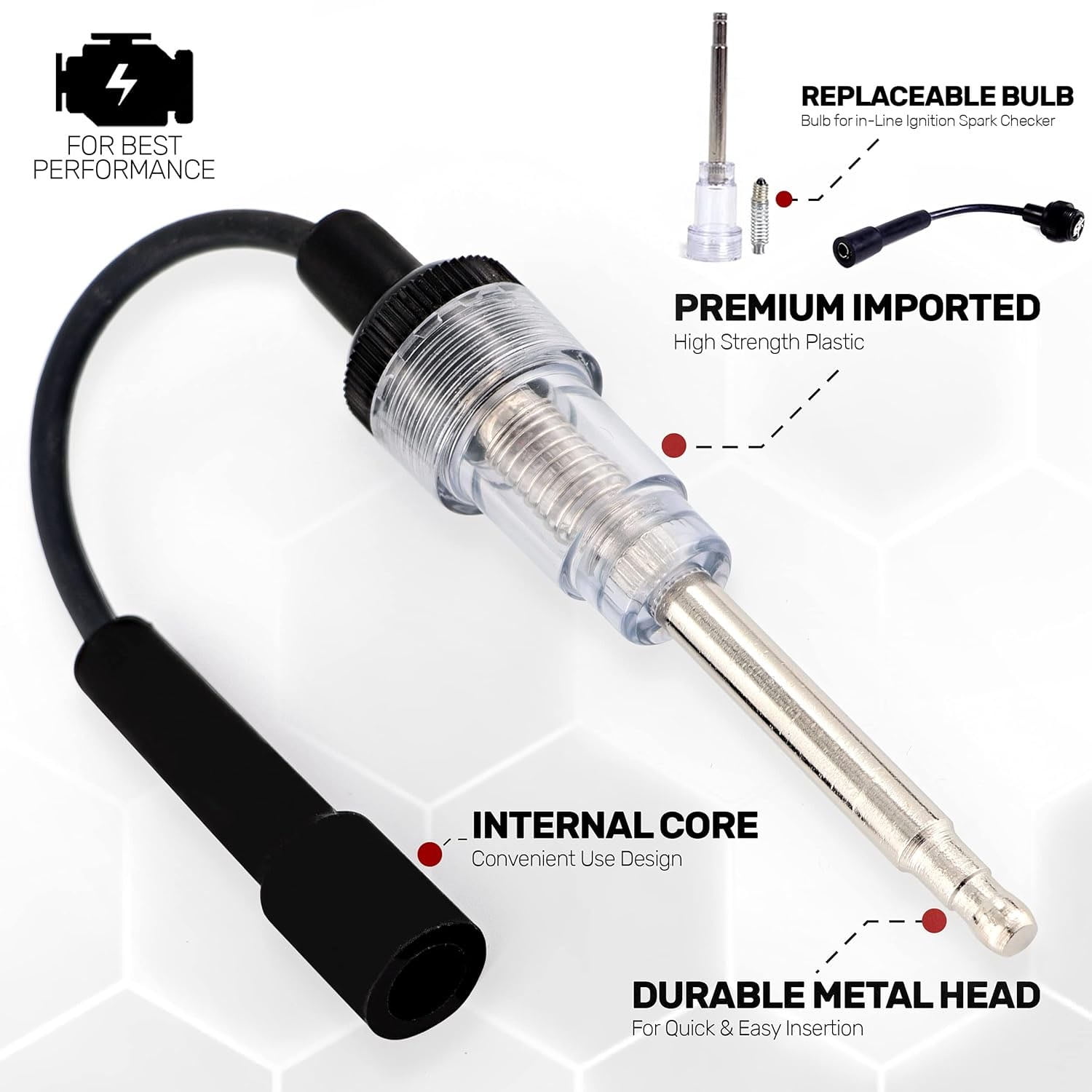 Spark Tester, Plug Engine Ignition Tester, 6-12 Volt Fool-Proof – Pick Up Coil/Armature Diagnostic Detector Tool – for Automotive, Car Lawnmower Small & Big Internal/External Engines 2 Pcs