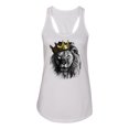 thumbnail image 2 of Wild Bobby, King Lion with Gold Crown Art, Animal Lover, Women Racerback Tank Top, White, Small, 2 of 4