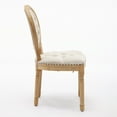 thumbnail image 5 of French Dining Chairs Set of 2, Dining Chair with Round Back, Solid Wood Frame, Hand-Pulled Buckle Decoration Velvet Artificial Leather Dining Chair with Nailhead Trim, Wood Legs for Kitchen, Bedroom, 5 of 9