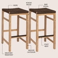 thumbnail image 3 of JONATHAN Y Armand Coastal Acacia Wood Backless Outdoor Bar Stools with Woven Rope Seat, Set of 2 for Patio, Kitchen and Backyard, Light Teak and Brown BSL1201C-SET2, 3 of 7