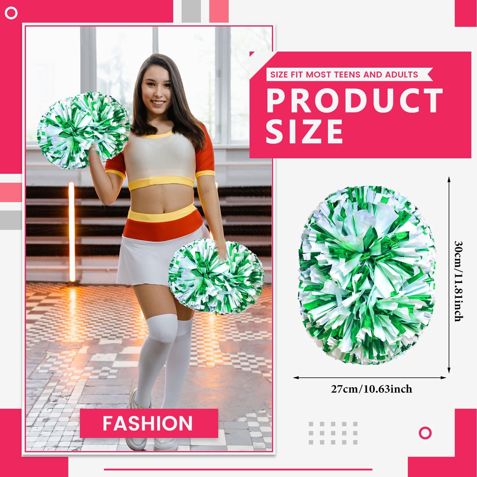 14 Pcs Cheerleading poms,pom poms Cheerleading with Handle Style Cheer Pom Pomsfor Dance, Matches, Team Spirit Sports