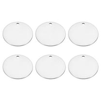 18mm Brass Disc, 6pcs Metal Stamping Blanks Tags Circle Charm Metal Plate for Laser Engraving Stamping, Silver Tone