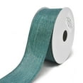 thumbnail image 1 of Woven Metallic Linen Wired Ribbon, Teal, 1-1/2-Inch, 10-Yard, 1 of 1