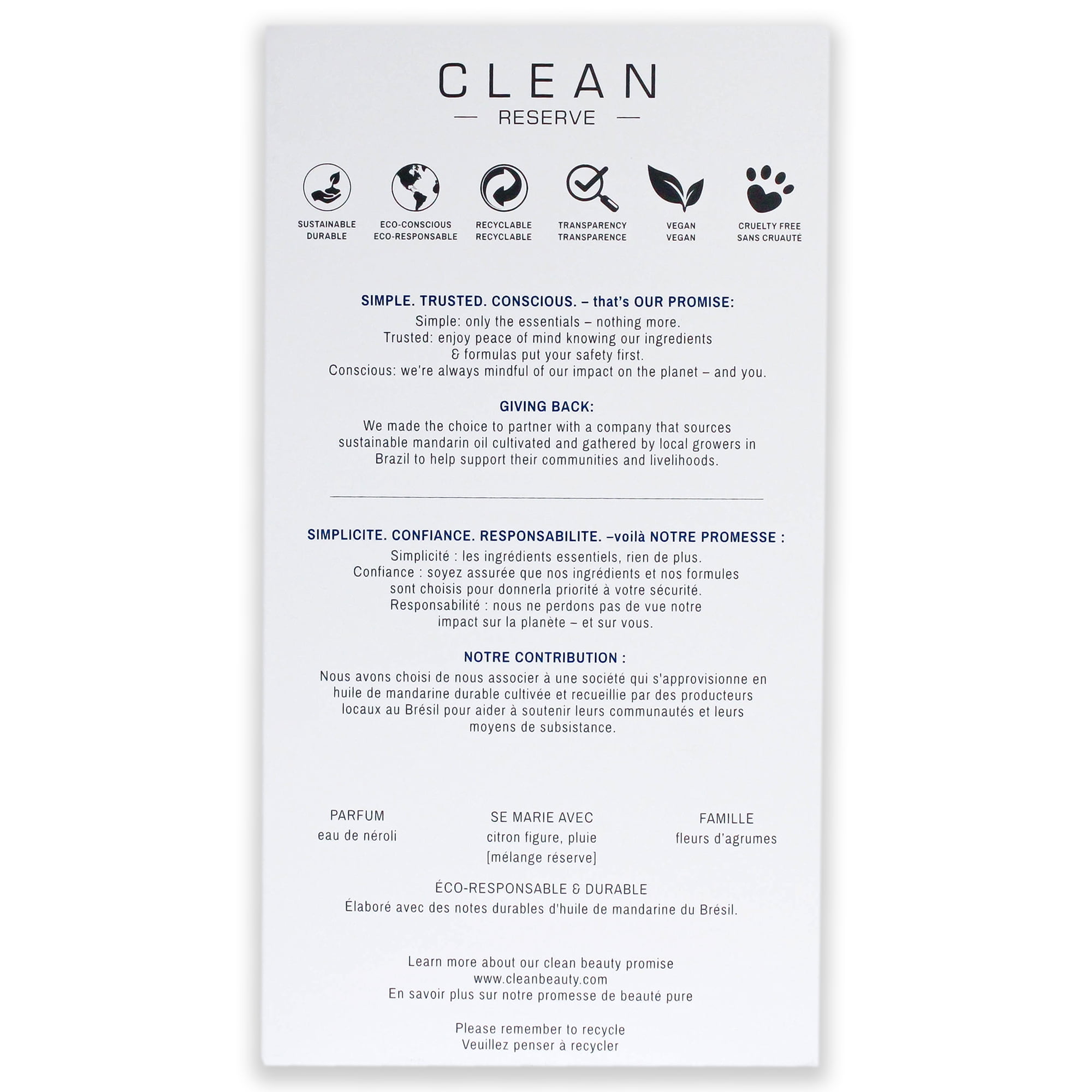 Clean Reserve Acqua Neroli Unisex EDP Spray 3.4 oz Parfum