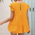 thumbnail image 2 of Lu's Chic Women's Soft Blouse Crew Neck T Shirt Short Sleeve Shirt Cute Loose Fashion Ruched Ruffle Summer Yellow X-Large, 2 of 4