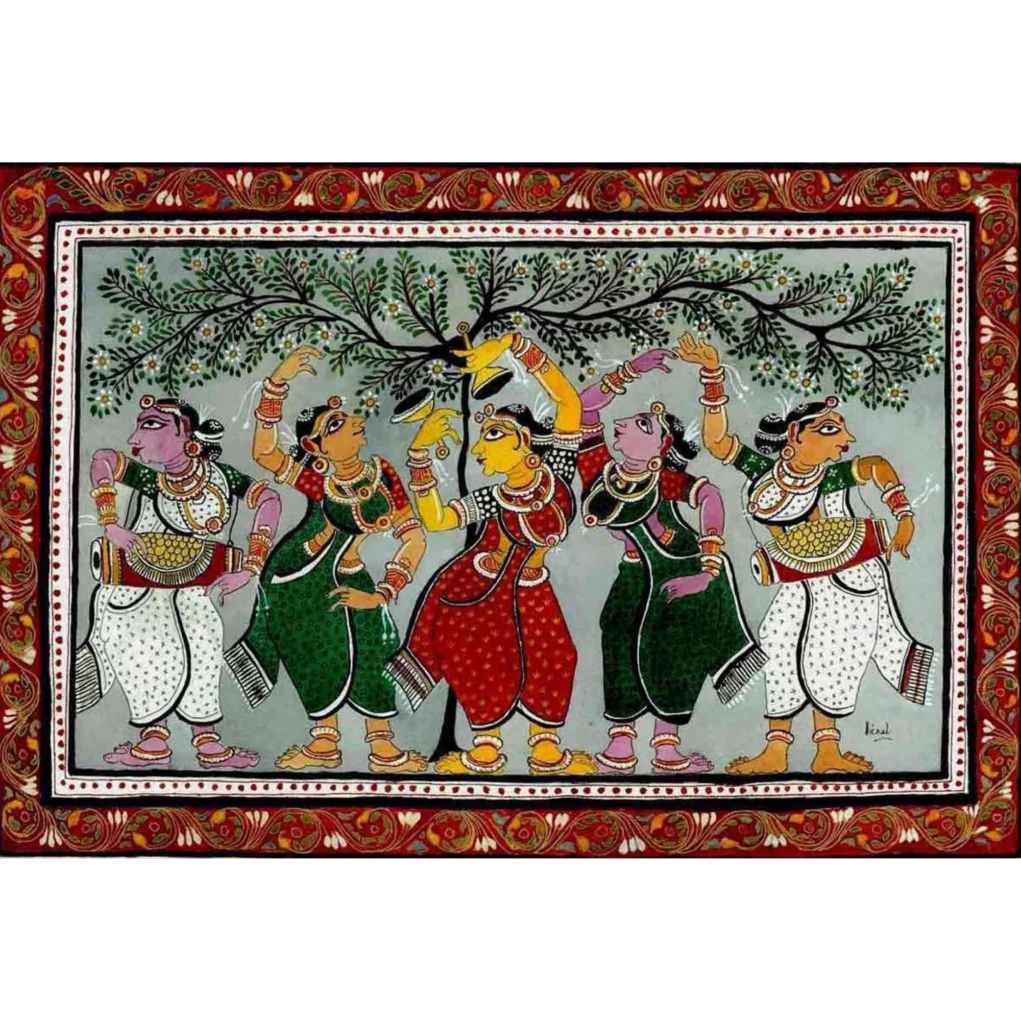 The Dance Limited edition A2 size Print Canvas Print Watercolour and Ink on Paper Patachitra style Painting Home Décor Wall Hanging Collectable