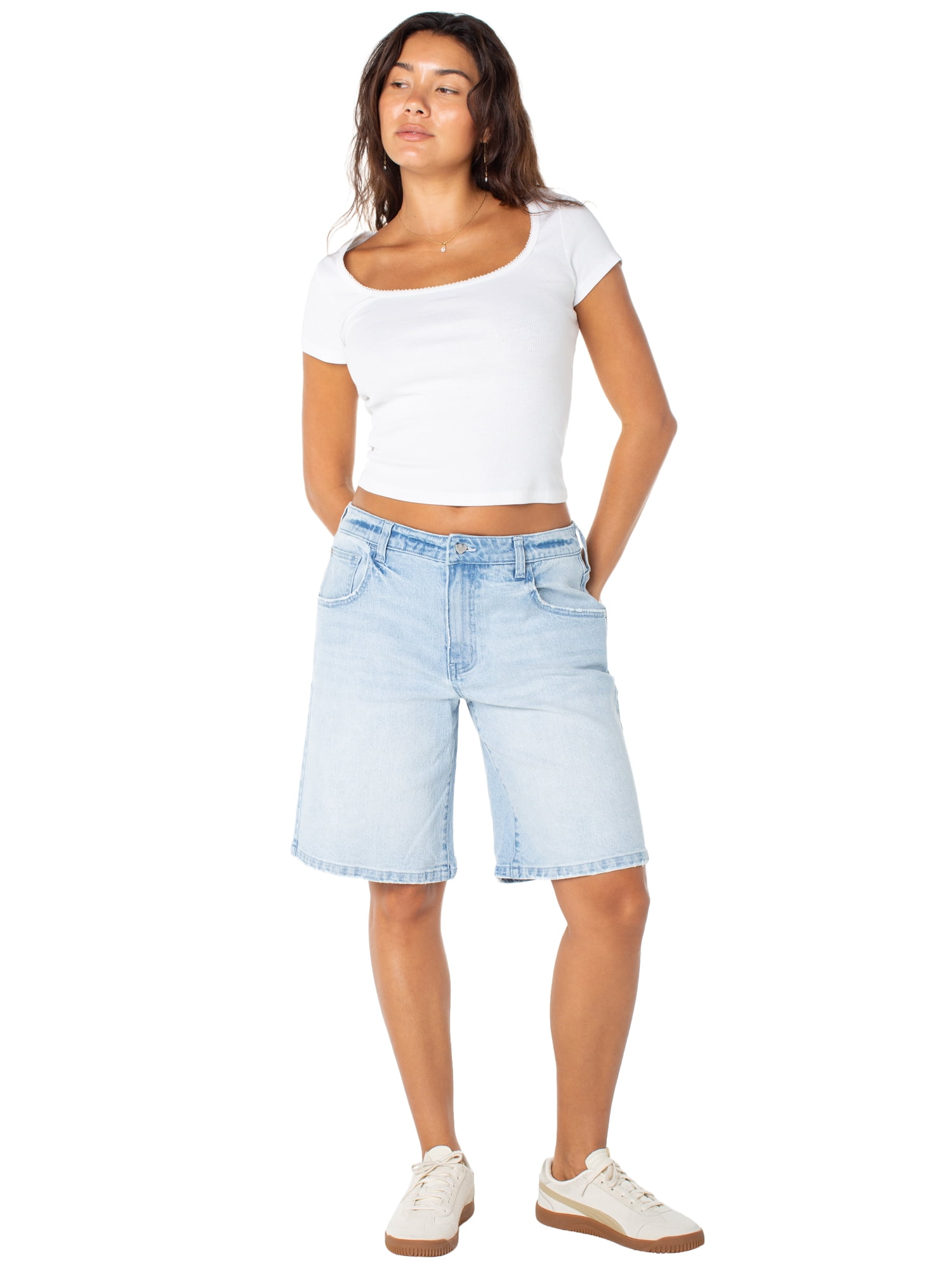 Celebrity Pink Women's and Women's Plus Relaxed Denim Jorts, Sizes XS-4X