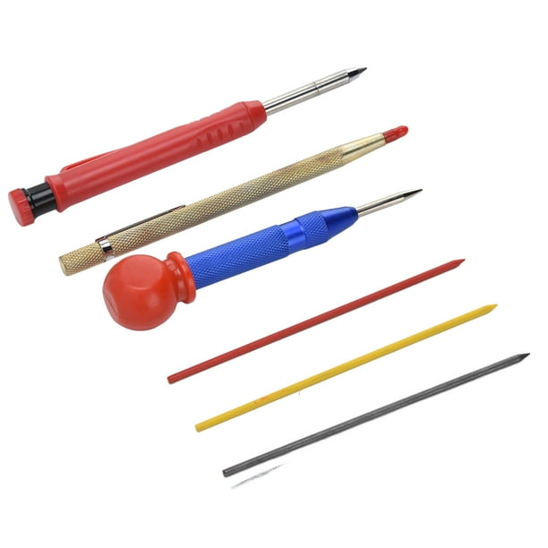 Kits de bolígrafos para trabajar la madera Recargas de crayones de grafito metálico Marcadores Herramientas de punzón central de posicionamiento