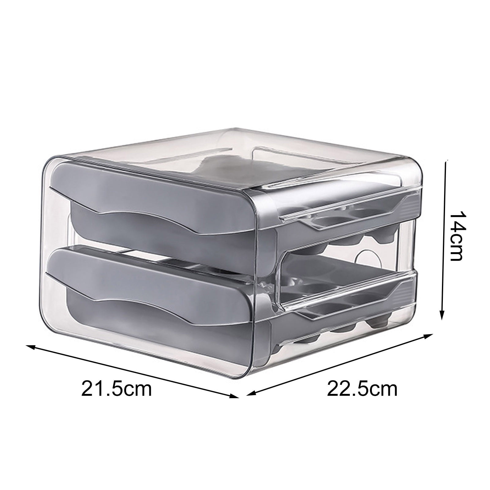 sunsanly Egg Storage Box Double Layers Transparent Visible 32 Grids Large Capacity Food Grade Pull Out Drawer Type Stable Stackable Kitchen Fridge Egg Container