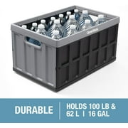 CleverMade Collapsible Storage Bin 62L Stackable With Lid, Stone 3 Pack