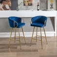 thumbnail image 6 of Tcbosik Upholstered Bar Stools Set of 2, Counter Height Barstool with Back, Modern Velvet Bar Chair with Metal Legs for Kitchen Island, Blue, 6 of 8