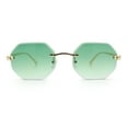thumbnail image 4 of Bevel Octagonal Gangster Rimless Jaguar Head Hinge Showy Sunglasses Gold - Green, 4 of 6