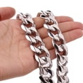 thumbnail image 3 of QQTDFG High Quality 7-40" Silver 316L Stainless Steel Men's Cuban Curb Chain Necklace-Silver-19mm-7 inch, 3 of 5