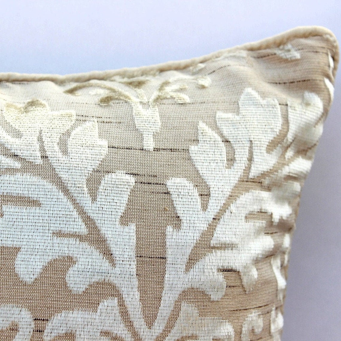 The HomeCentric Cream Throw Pillows Cover, Damask Pillows Cover, Pack of 2, 20x20 inch (50x50 cm) Throw Pillows Cover, Floral Throw Pillows Cover, Square Burnout Velvet Easter - Creamy Damask