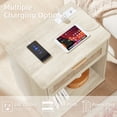 thumbnail image 5 of LELELINKY Rattan Nightstand with Charging Station, 23" Wide Boho Bedside Table with Drawer and Shelf for Bedroom, Living Room, Grey, 5 of 8