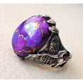 thumbnail image 5 of Purple Copper Turquoise Eagle Ring, Natural Copper Turquoise, Silver Jewelry, 925 Silver Ring, Birthday Gift, Heavy Mens Ring, Arabic Design, Ottoman Style Ring, Christmas, Turkey Mens Signet Ring, 5 of 6