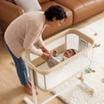 thumbnail image 6 of AILEEKISS Bedside Bassinet for Newborn, 6 Height Adjustable Baby Bassinet with Wheels, Beige, 6 of 9