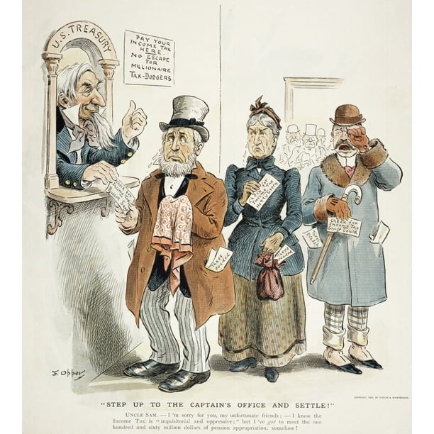Income Tax Cartoon 1895 Namerican Millionaire Russell Sage ...