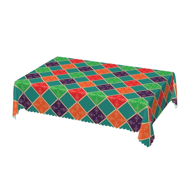 DouZhe Nappe Rectangulaire, Texture Losange Rétro pour Cuisine Salle à Manger, 72"x54 Pouces Nappe Imperméable en Polyester