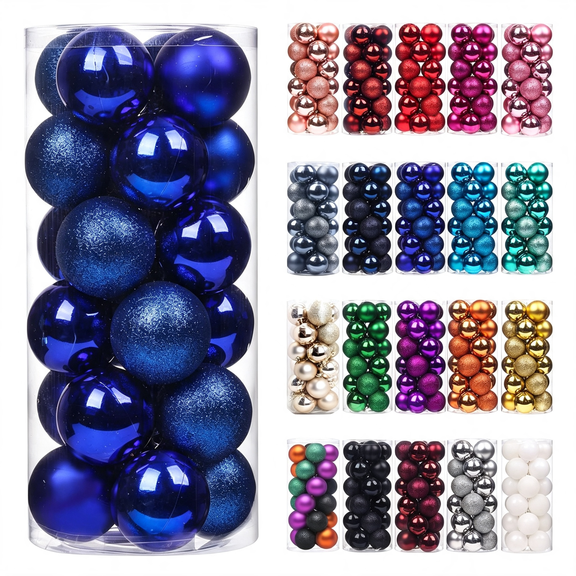 BESTSKY 24Pcs Christmas Balls Ornaments for Xmas Tree - 2.5 Inch Shatterproof Christmas Tree Decorations Hanging Ball for Holiday Wedding Party Decoration Navy Blue