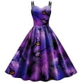 thumbnail image 1 of EGNMCR Robes de Soirée pour Femmes, Robes Formelles pour Femmes, Robes de Cocktail pour Femmes, Robes Décontractées Sans Manches à Bretelles Imprimées, Robe Rétro à Double Épaule Col en V pour Femmes, 1 of 5