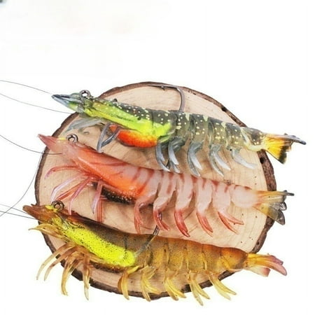 2/5oz Shrimp Crawfish Bass Bait Soft Plastic Fishing Lures Pre-Rigged Trolling Swimbaits Freshwater and Saltwater Fishing Jigs Bait Kit for Bass.
