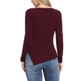 thumbnail image 3 of INSPIRE CHIC Long Sleeve Knit Top for Women's Boat Neck Fall Winter Irregular Hem Long Sleeve Casual Pullover Shirt XL Red, 3 of 6