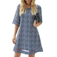 thumbnail image 6 of Women's Casual Mesh Panel Tunic Dress 3/4 Flowy Sleeve Dress Leopard Print Size M, 6 of 8