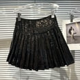 thumbnail image 3 of Girl's Sequins Pleated Skirt Pleated Skirt Full of Sequins Sweet Anti-Shine Dance Costumes Performance Outfit Black 4-5Years, 3 of 7