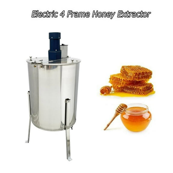 Techtongda Electric 4 Frame Honey Extractor Machine Bee Extractor Stand Beekeeping Honeycomb 304 Stainless Steel with Beekeeping Tools Kit Speed Adjustable