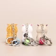 thumbnail image 6 of Cute Shy Cat Keychain Kawaii Chubby Kitten Bell Charm Keyrings Bag Pendant Fashion Animal Key Holder Keys Organizer for Boys Girls KHAKI, 6 of 7