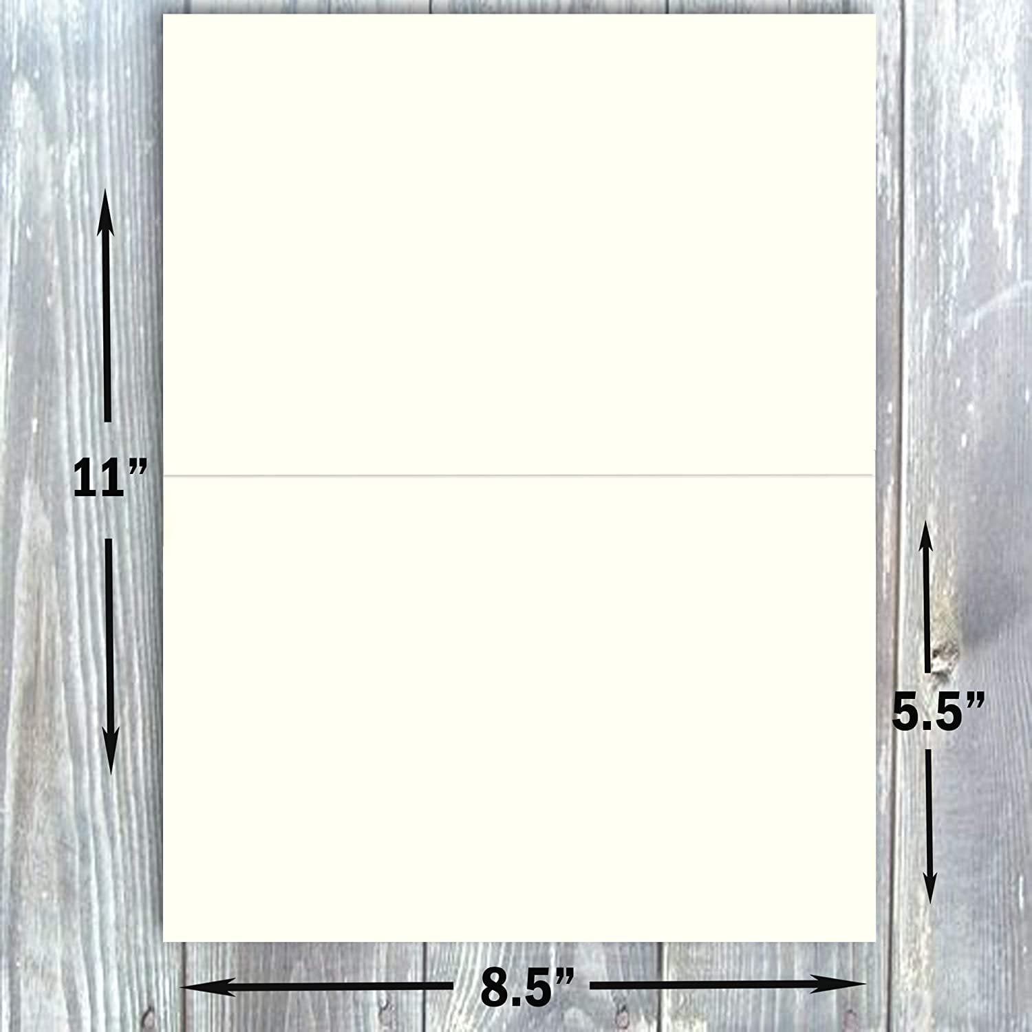 Hamilco Blank Greeting Cards and Envelopes 5.5" x 8.5" Folded Cream Card stock 80 lb Cover 100 Pack